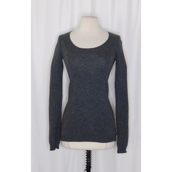 THEORY Demonte Royal Gray Cashmere Scoop Neck Sweater Pullover Knit P Tall XS - Picture 3 of 12